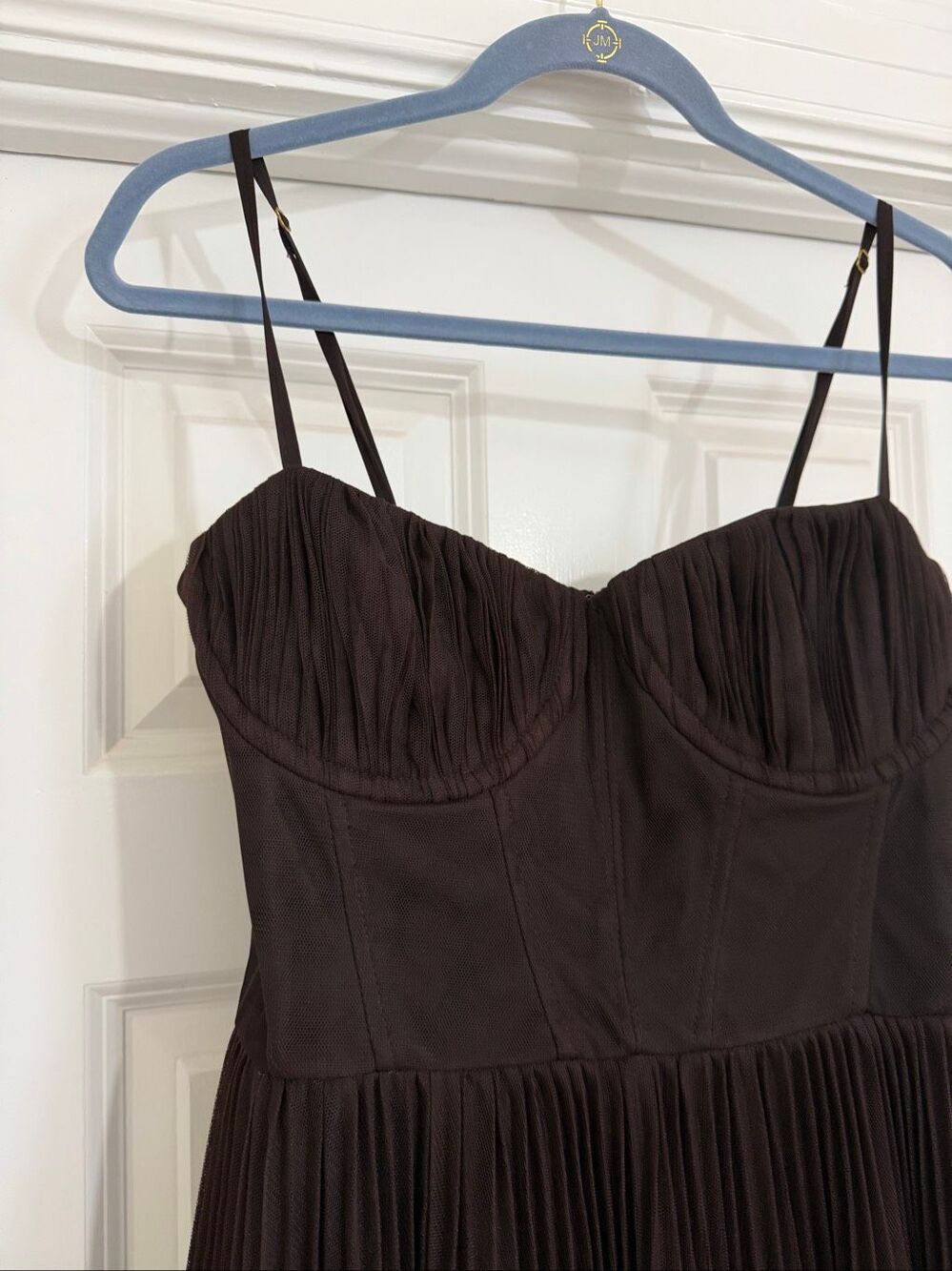 Anthropologie/HUTCH Amara Corset Pleated Tulle Fir & Flare Mid dress- $348choco - Picture 7 of 9